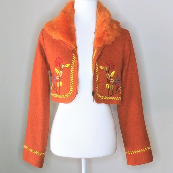 Body Central Jackets & Blazers - Body Central Embroidered Cropped Jacket - Size Med